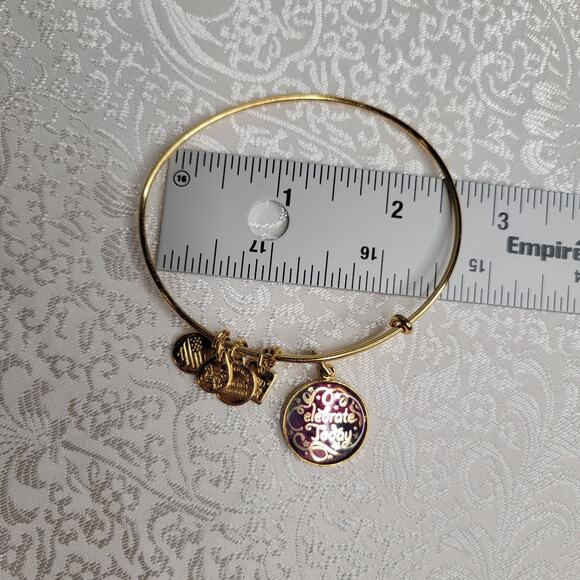 Alex and Ani womens bracelet Celebrate Today charm gold tone inspirational quote - Picture 4 of 4